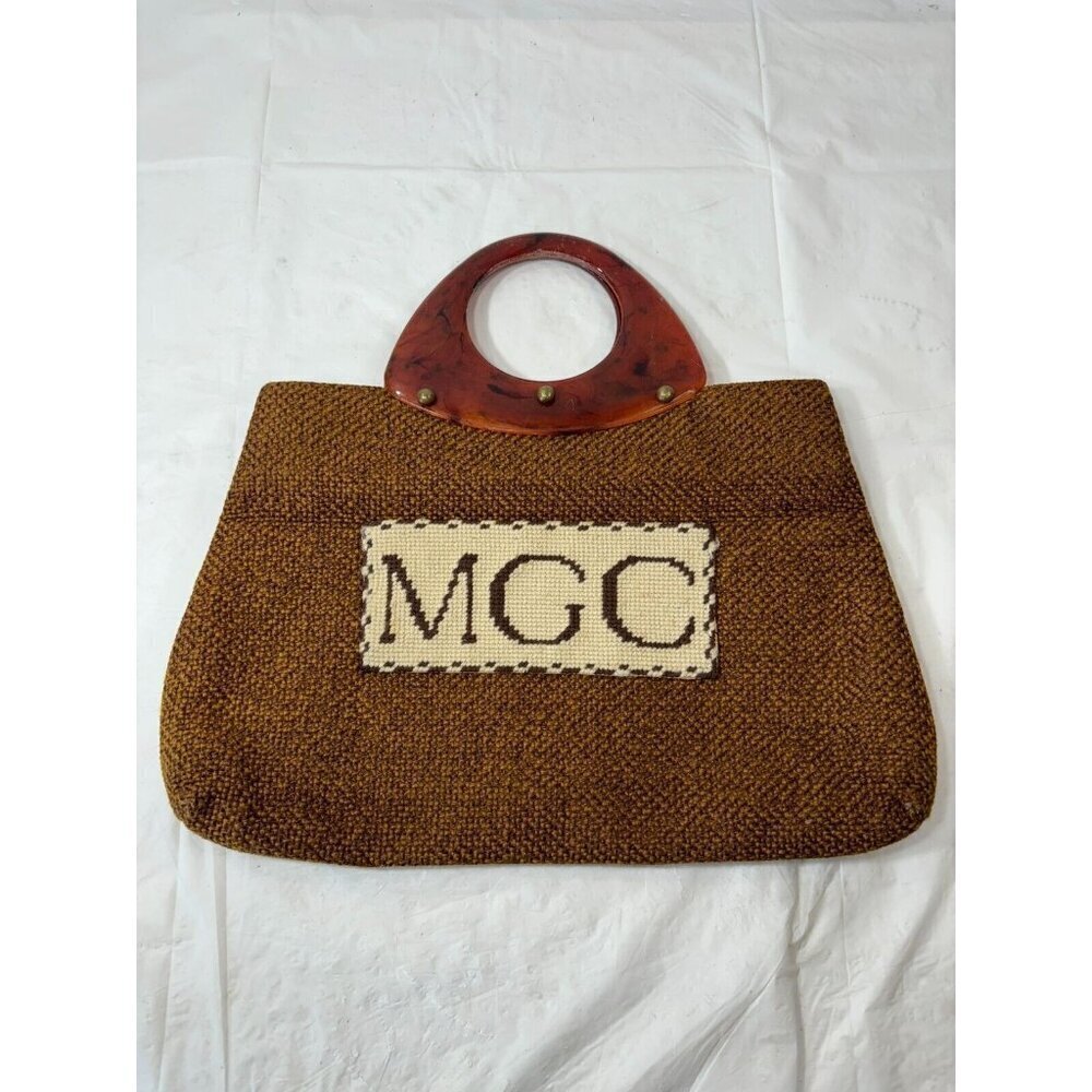 Vintage ‘60s JR Florida Large Tapestry Hand Bag lucite handles
